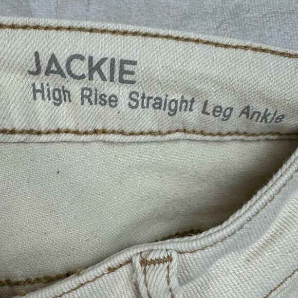 !iT Jackie Cream High Rise Straight Leg Frayed Hem Ankle Jeans Size 14 - Picture 7 of 9